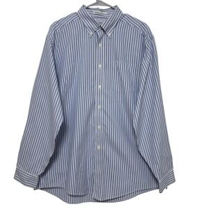 Vintage L.L.Bean Blue White Stripe Oxford‎ Wrinkle Resistant Preppy Old Money L